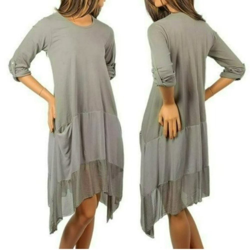 Lea Rigoli XL Boho Asymmetrical Dress Tan - Picture 2 of 12
